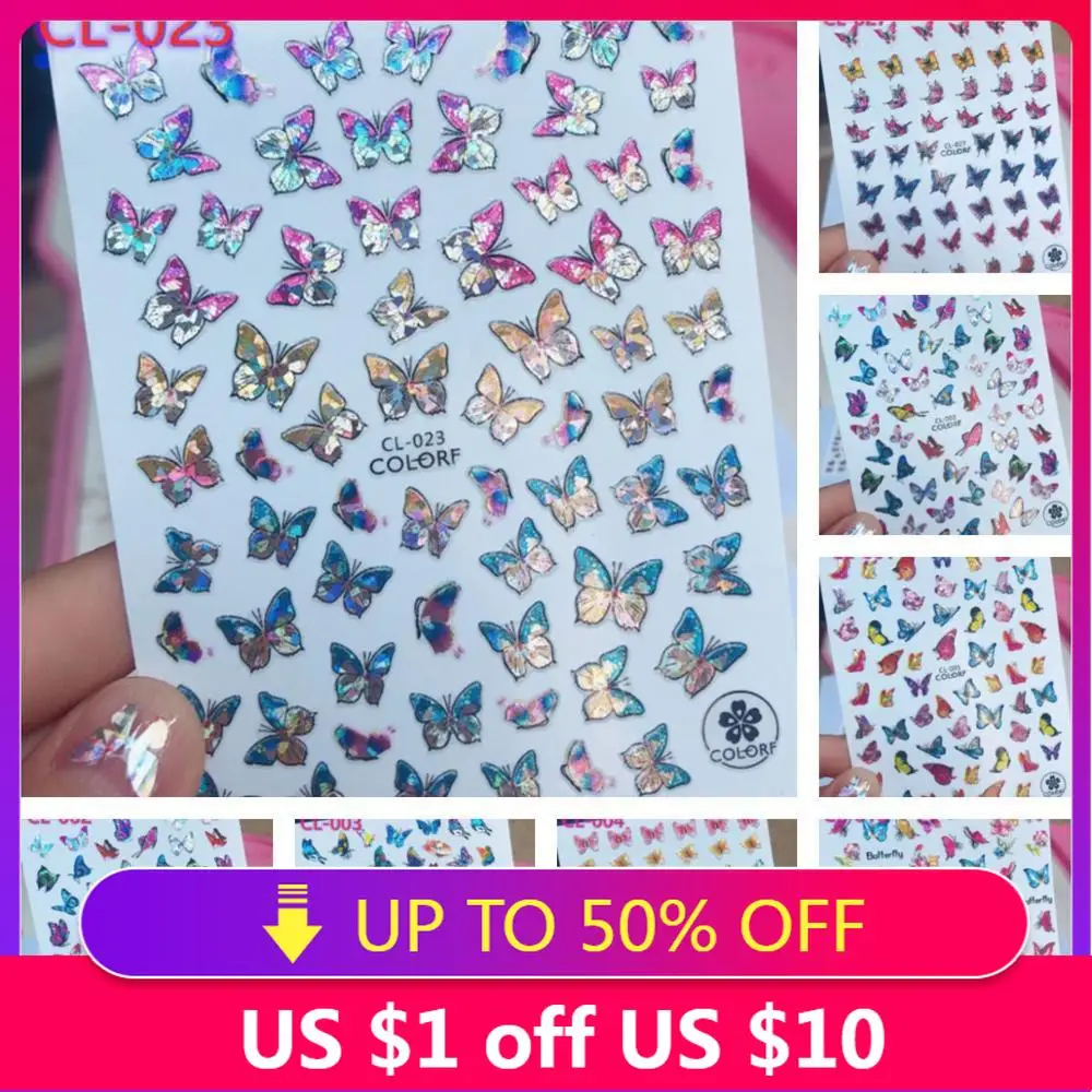 Новые-Стикеры-3d-на-ногти-nail-art-лазерный-красочными-бабочками-и-бантиками-Серии-дизайн-аппарат-для-крепления-на-гвоздях-и-искусство-украшения-diy-Цветы-Наклейки-Для-Ногтей