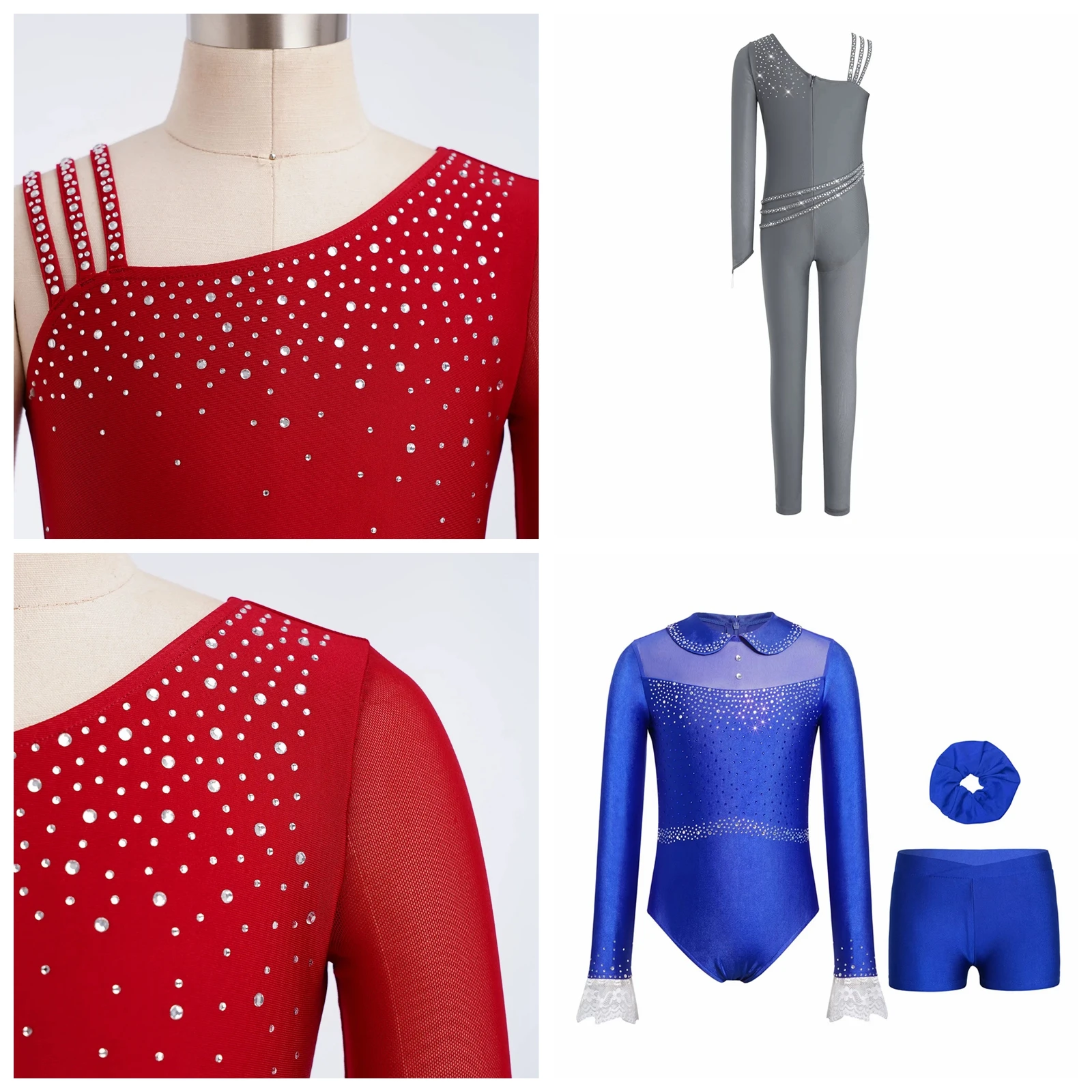 

Rhythmic Gymnastics Unitard for Girls Asymmetrical Kids Girls Figure Skating Ballet Dance Jumpsuit Children Acrobatics Bodysuit