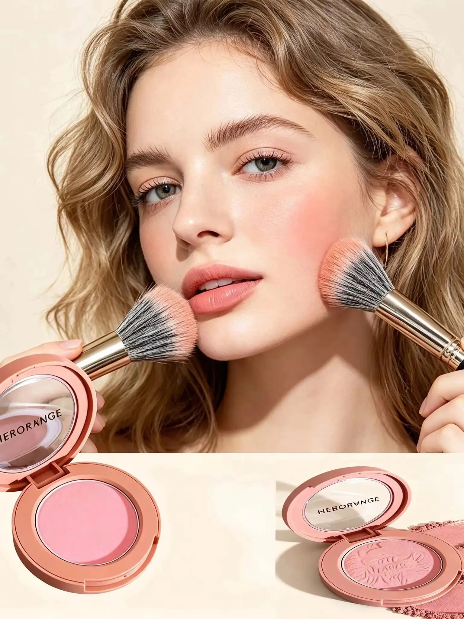 HERORANGE Cremiger Blush, weich-matt, natürliche Farbe, langanhaltend, tägliches Wangen-Make-up für Frauen – Detail 2