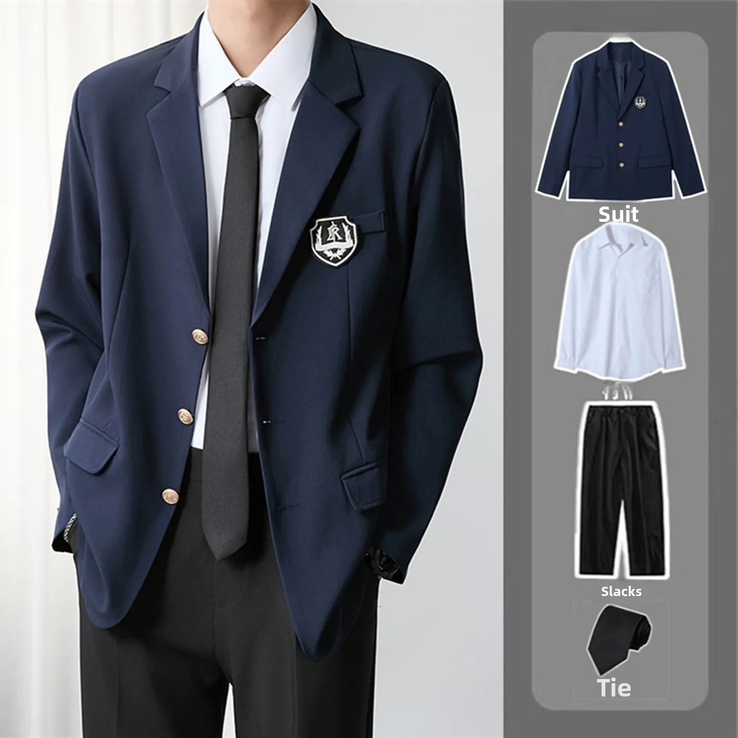 

Повседневный мужской школьный костюм-пиджак для осеннего сезона, однотонное пальто с длинным рукавом для взрослых и студентов на церемонии