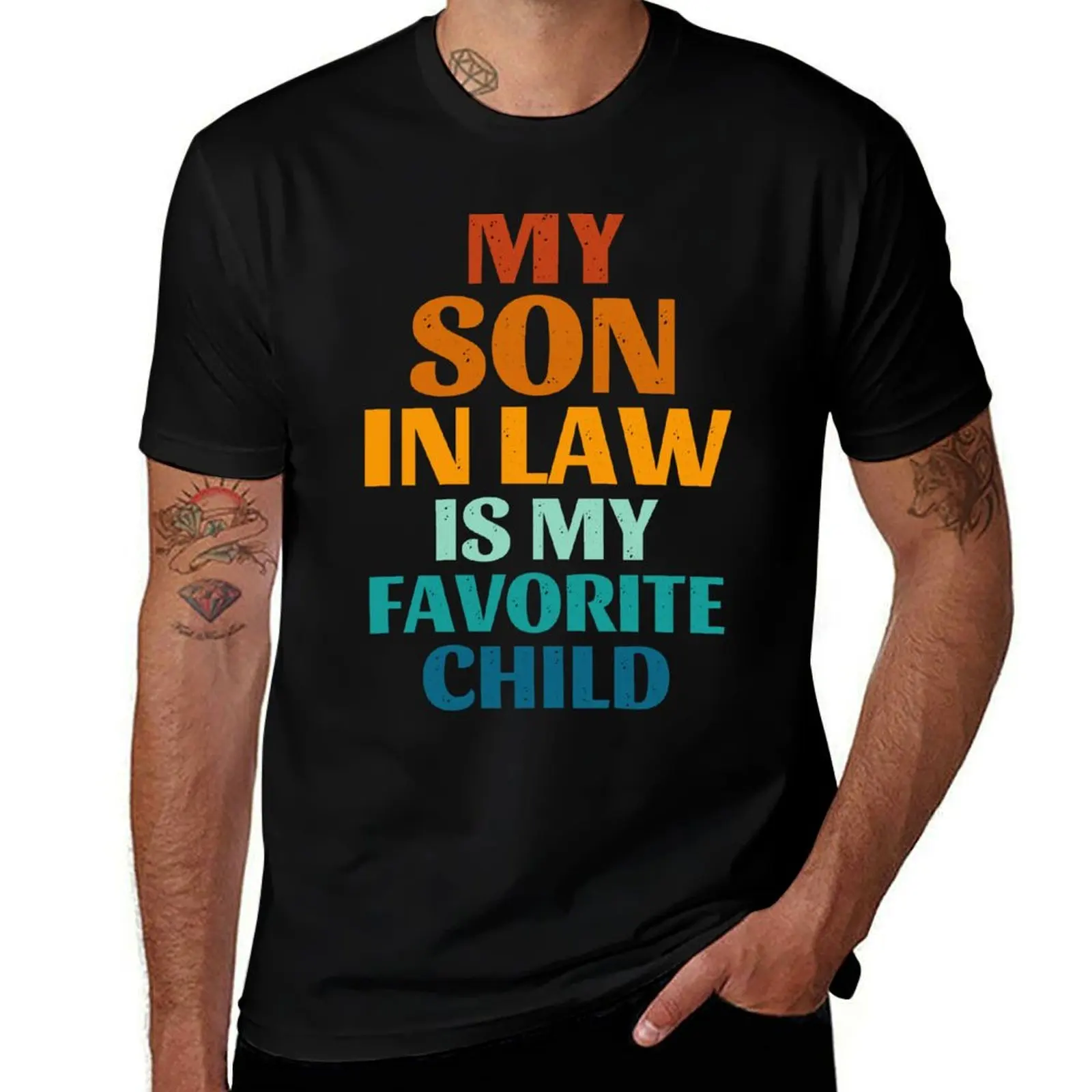 

My Son In Law Is My Favorite Child Funny Family Humor Retro T-Shirt blue archive funny gifts mens designer t shirt