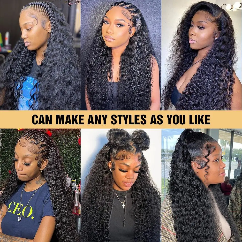 40-42 Inch Deep Wave Frontal Wig 13x4 13x6 HD Transparent Lace Front 250% Density Jerry Kinky Curly Pre Plucked Human Hair Wigs