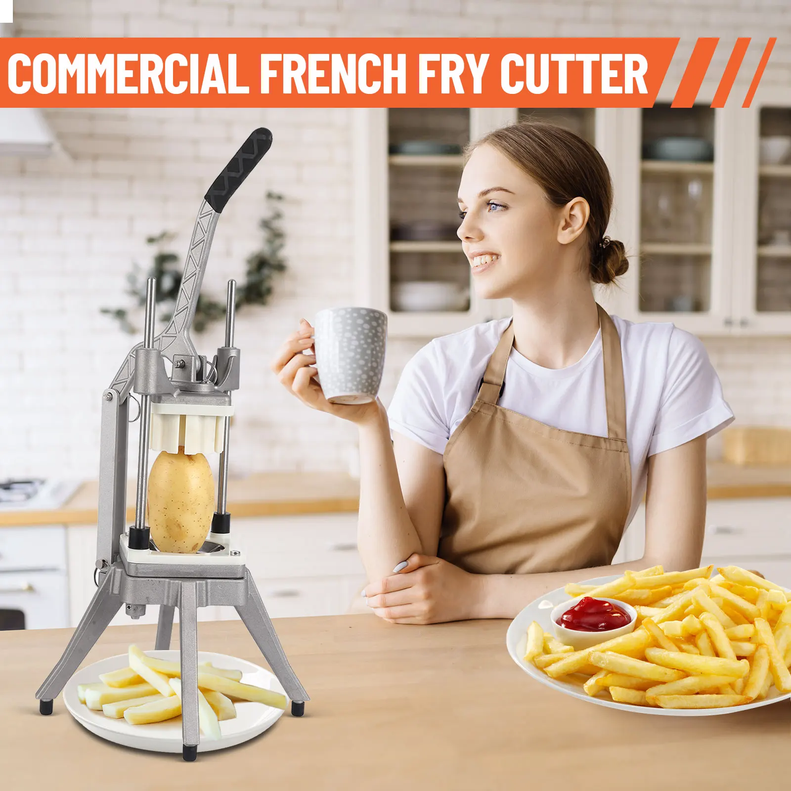 New Commercial Vegetable Chopper With Replacement Blades Stainless Steel French Fry Cutter Potato Dicer Vegetable & Fruit Slicer