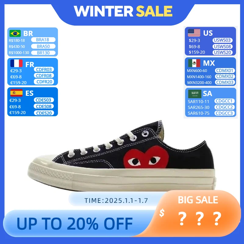 Converse 1970s Chuck Taylor All Star X CDG Men and Women Skateboarding Shoes Low-top Outdoor Sneaker Classic