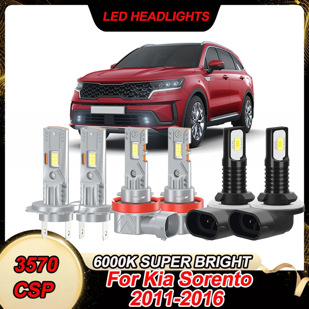 

6000K Bright H7 H11 High Low Beam 881 Fog Light Combo kit LED Headlights For Kia Sorento 2011 2012 2013 2014 2015 2016