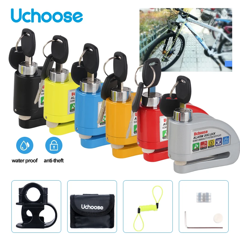 Motorcycle Scooter Wheel Disc Brake Alarm Lock Aluminum Alloy Security Anti-theft Reminder Rope LockBag Spare Wrench Packages