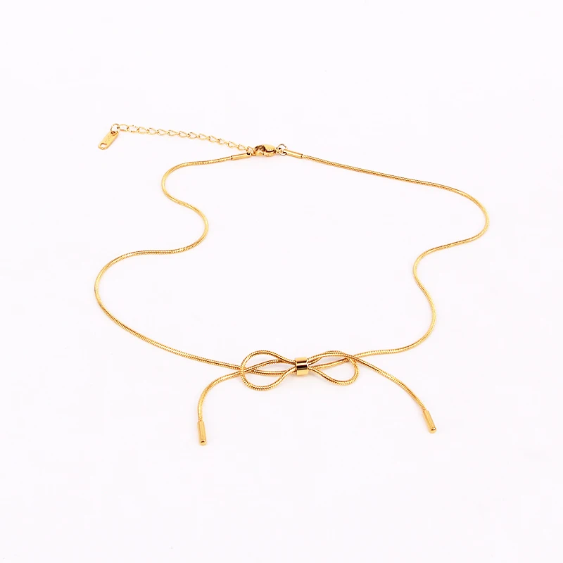 2024 Hot Style 316 Stainless Steel Bowknot Blow Chain Long Tassel Jewelry For Women Earrings Cute Gold Color Snake Chain