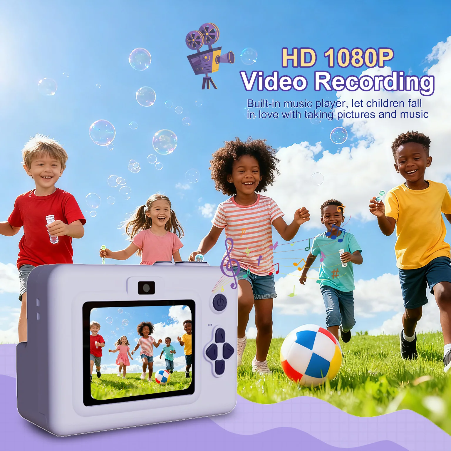 Aparat natychmiastowy, aparat selfie z podwójnym obiektywem (przód/tył) dla dzieci z nagrywaniem wideo 1080P, prezenty świąteczne i urodzinowe dla chłopców i dziewcząt w wieku 4+, przenośny aparat.