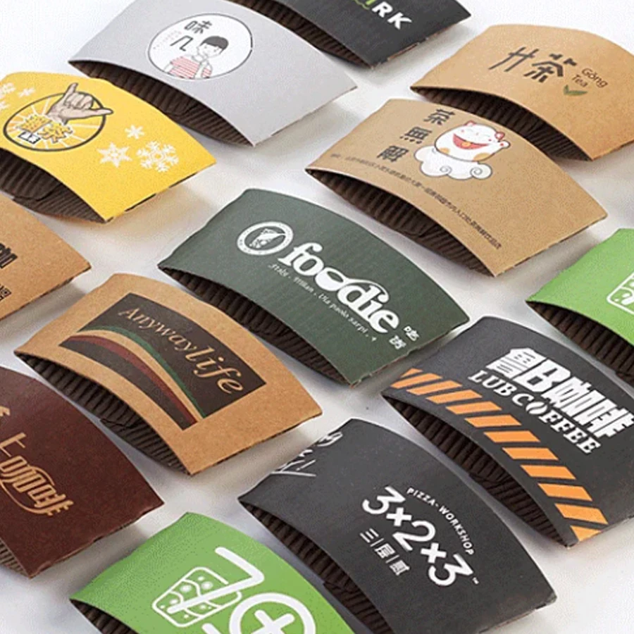 Customized High-Quality Thickened Anti-Heat Cardstock Cup Sleeves For Milk Tea And Coffee In Small Quantities