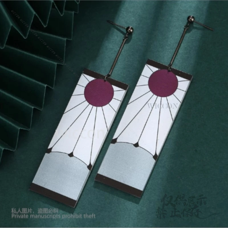 Pendientes acrílicos Clips para las orejas accesorios de estilo accesorios Anime Kamado Tanjirou Demon Slayer Cosplay disfraz Clip para la oreja Halloween Unisex
