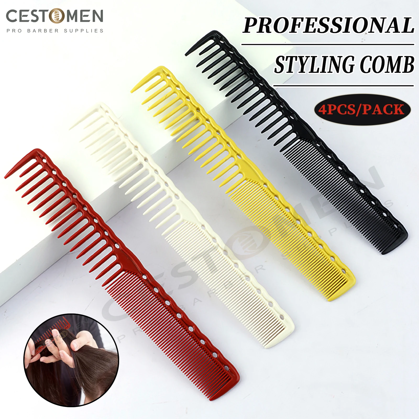 4Pcs/Set Pro Stylist Tapered Comb Heat Resistant Women Smooth Hair Combs Barbershop Hair Cutting Comb For Men Hair Styling Tools