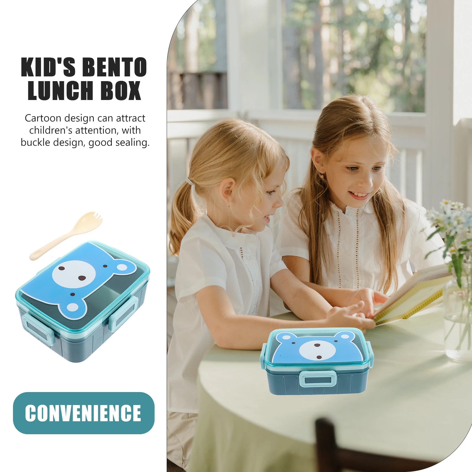 

Plastic Kids Bento Box Japanese Style Divided Lunch Container Reusable Portable Food Box for Pupils Snack Fruit Storage