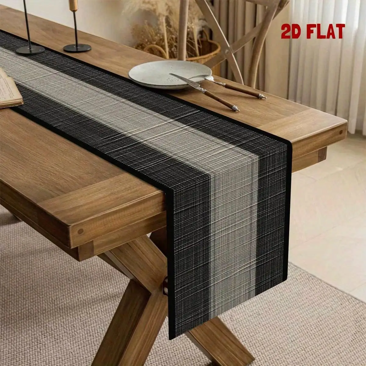 Black White Gray Striped Table Runner Modern Minimalist Long Dining Table Cloth Home Decor Women's clothing