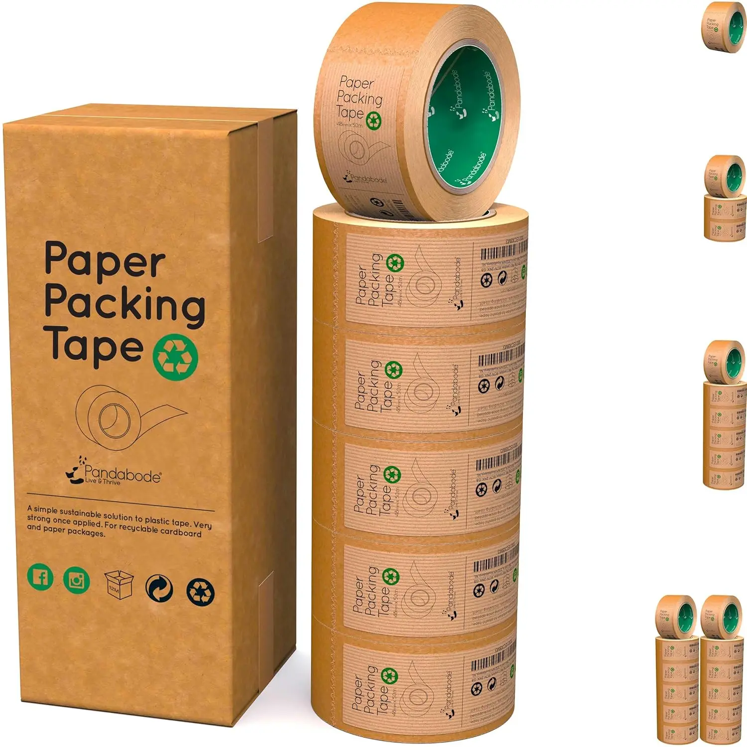 

Kraft Paper Packing Tape 48mm x 50m | 6 Pack | Brown Paper Tape for Strong Parcel Packaging | Recyclable & Eco Friendly