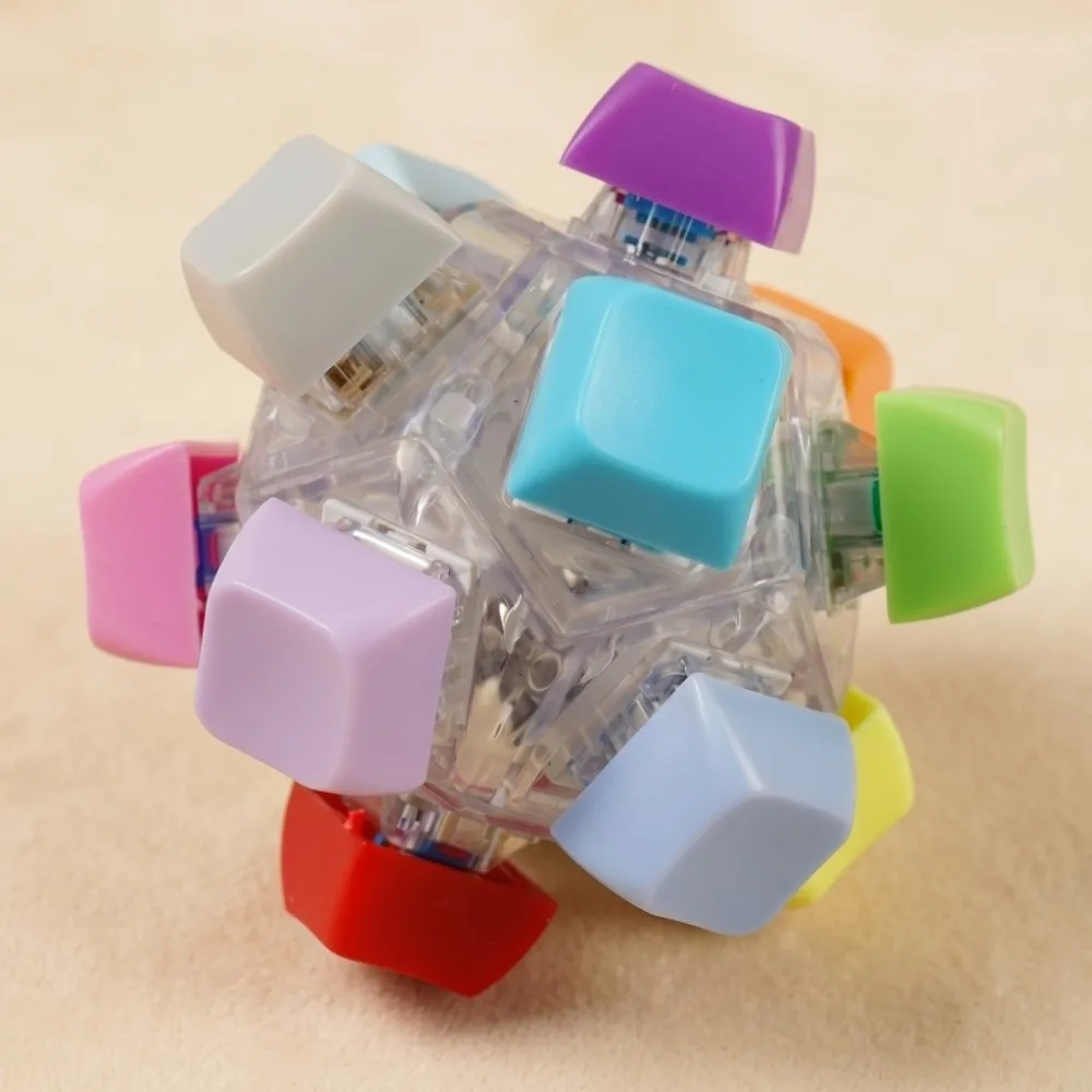 With LED Light Keyboard Ball 12 Key Spherical Shape Keyboard Key Clickable Button Creative Fingertip Press Button Tester