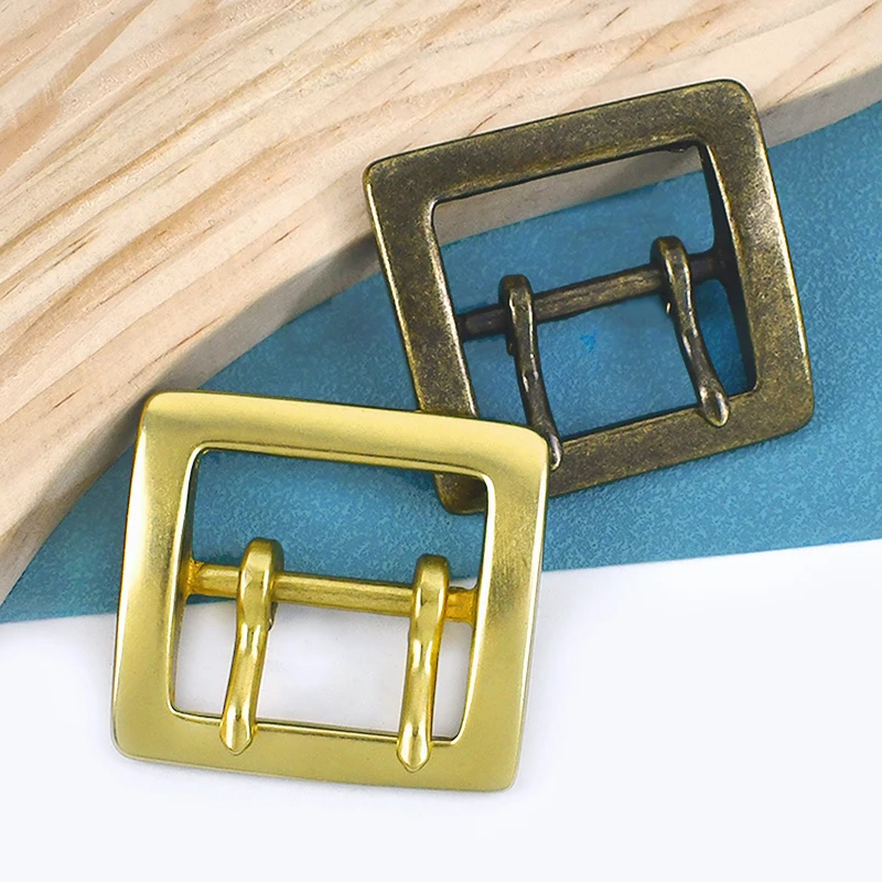 1Pc 40mm Retro Solid Brass Belt Buckles Men Pure Copper Metal Double Pin Buckle for Blet 38-39mm DIY Leather Craft Needle Clasp