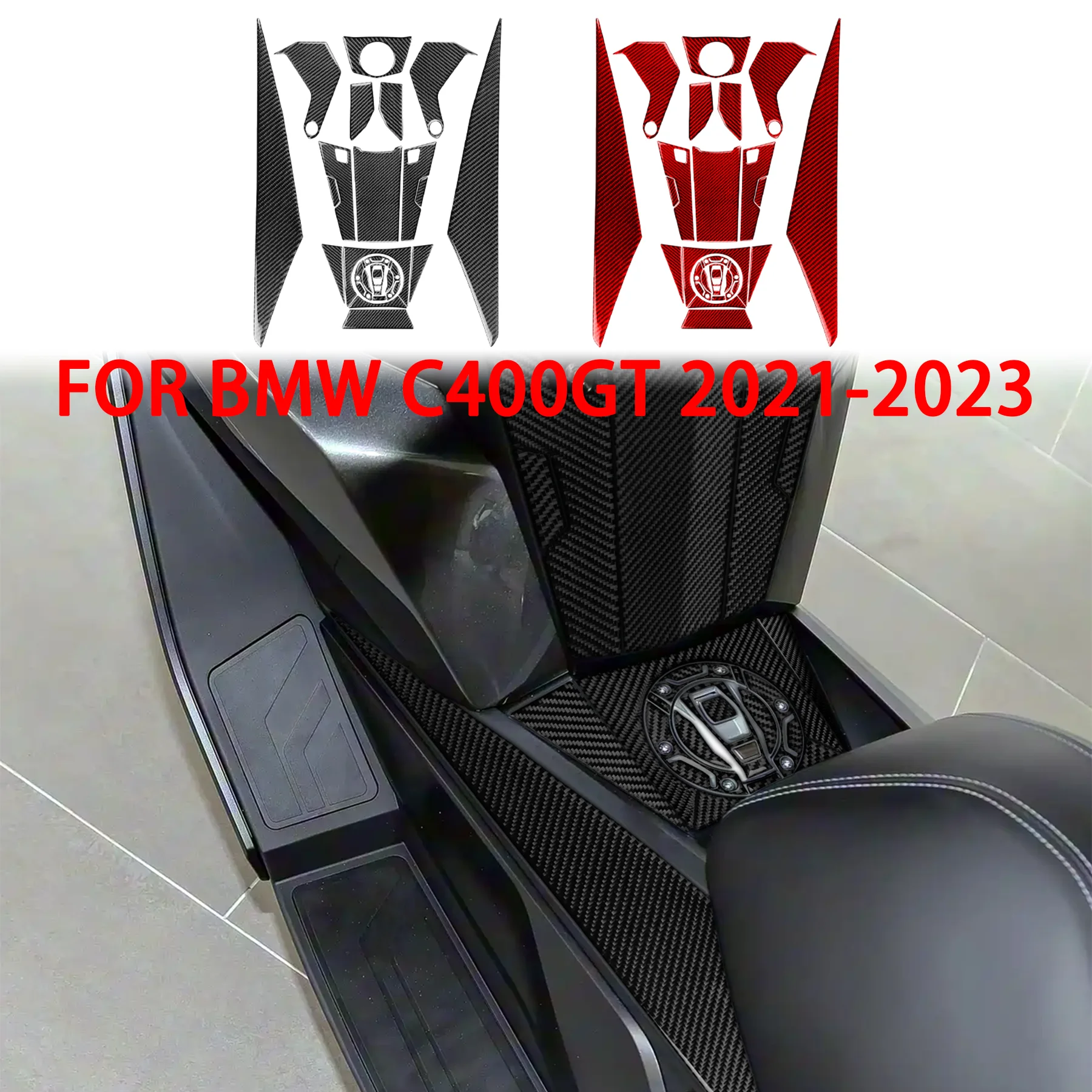 For BMW C400GT 2021-2023 Carbon Fiber Motorcycle Fuel Tank Cap Ignition Area Mudguard Panel Kit Decor Accessories Stickers