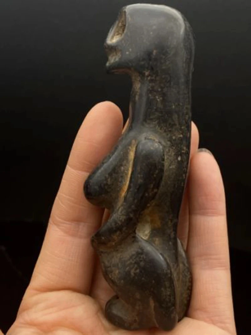 Chinese Hongshan Culture Meteorite Rare Woman Exquisite Hand Carved Pendant statues for decoration Collection ornaments Gift