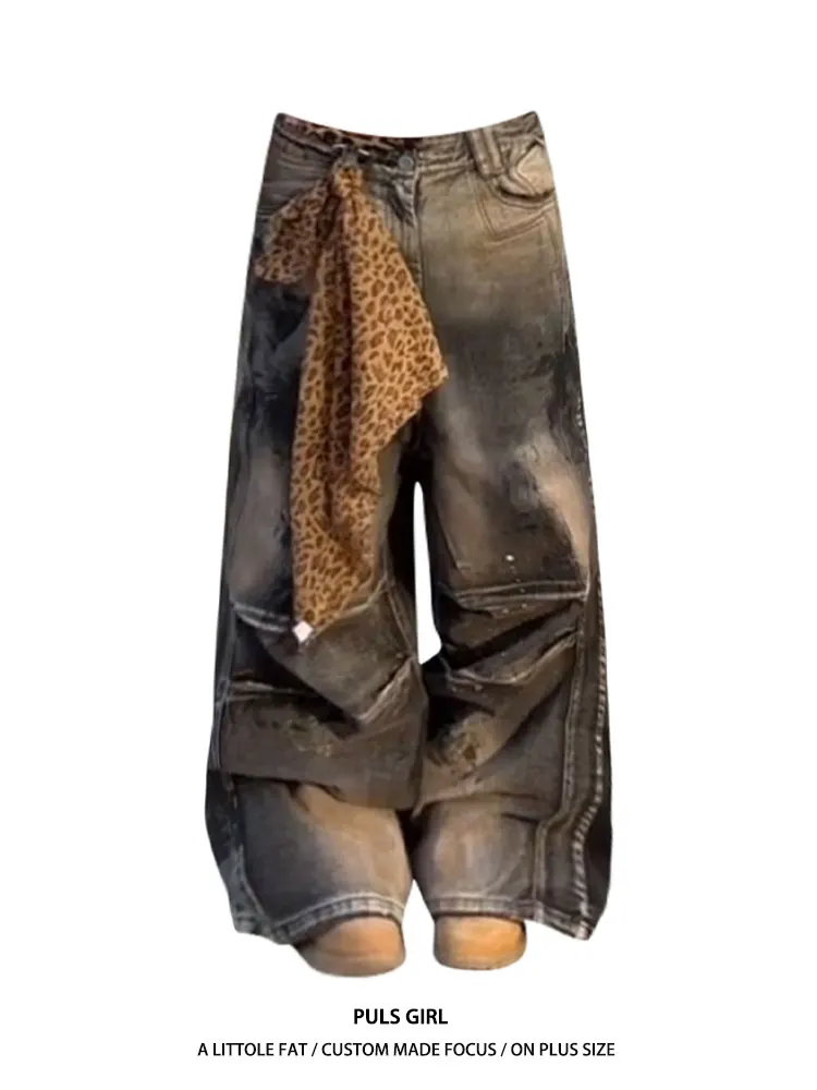 

Женские широкие джинсы с эффектом потертости, свободного кроя, с высокой талией, повседневные, из плотного денима, весна-лето-осень, новинка