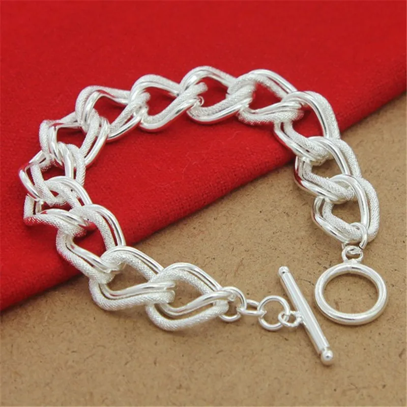 

925 Sterling Silver Beautiful Double Twist Chain Bracelets For Women Fashion Party Wedding Accessories Jewelry Holiday Gifts