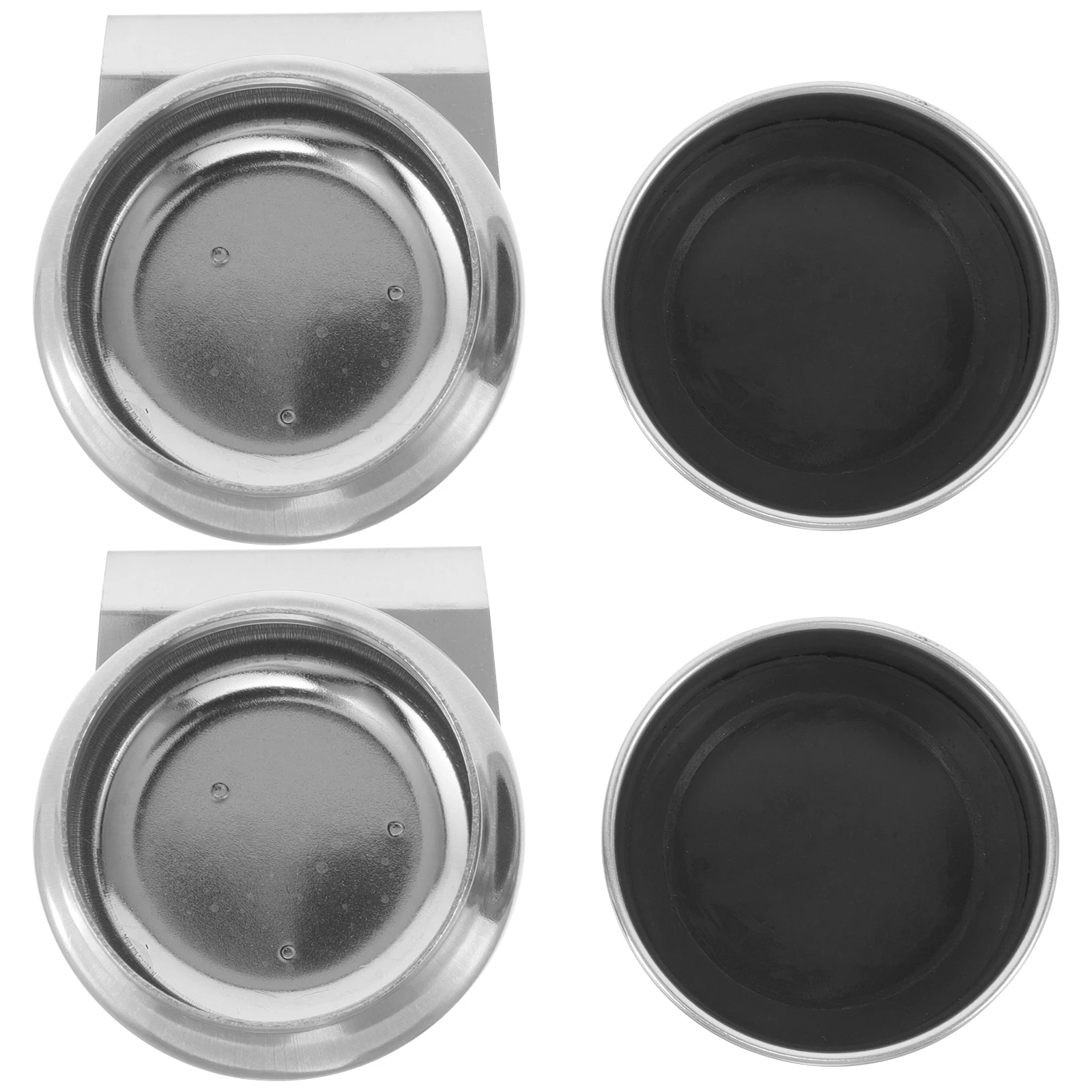 

2 Pcs Brush Wash Pot Artist Steel Dipper Palette Silver Stainless Large Mixing Cup