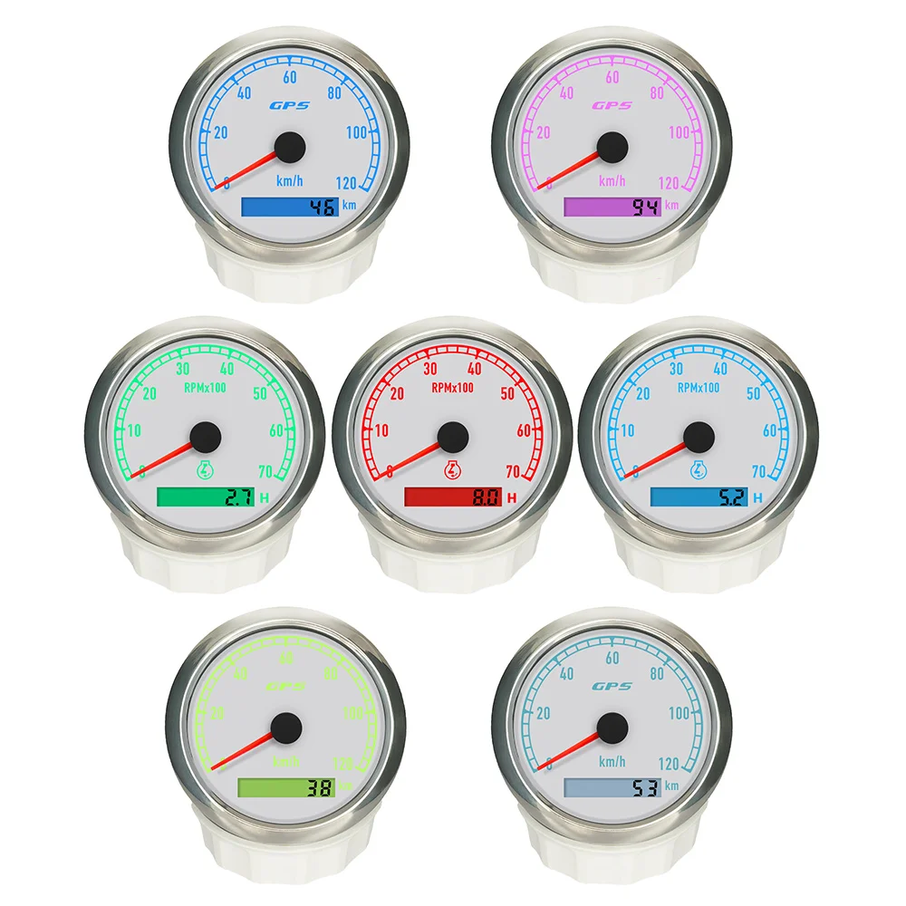 

Car Truck 80mm GPS Speedometer 0-60km/h 80KMH 120K 0-200KM/H with 4K 6K 7K 8K RPM Tachometer with GPS Antenna 7 Colors Backlight