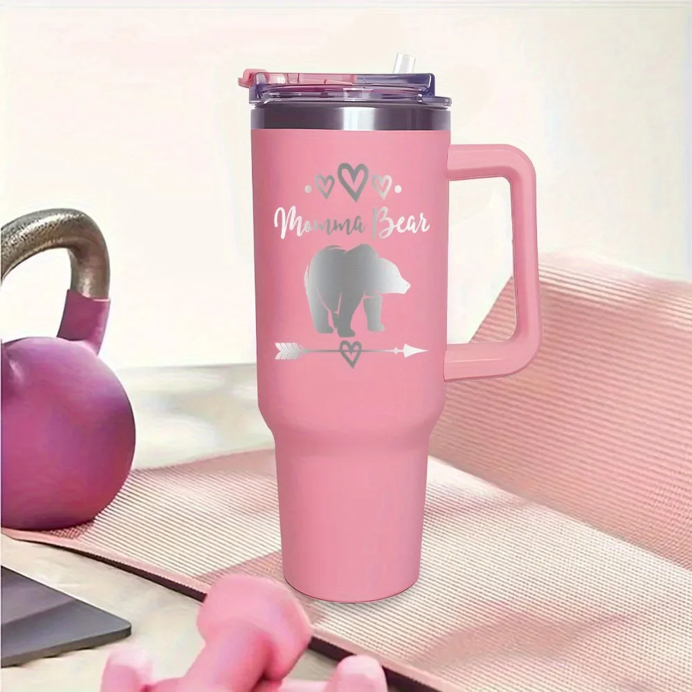 

Stainless Steel Bear Tumbler with Lids and Straw, Reusable Bottle Water Cup Travel cup Double Vacuum Insulated Mug gifts