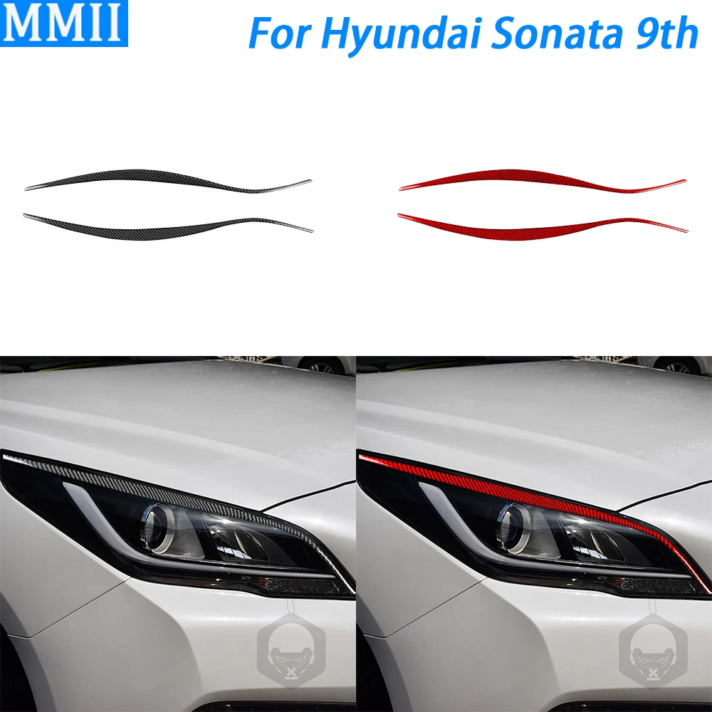 

For Hyundai Sonata 9th 2015-2017 Accessories Carbon Fiber Headlight Eyelid Eyebrow Panel Cover Decorative Car Decoration Sticker