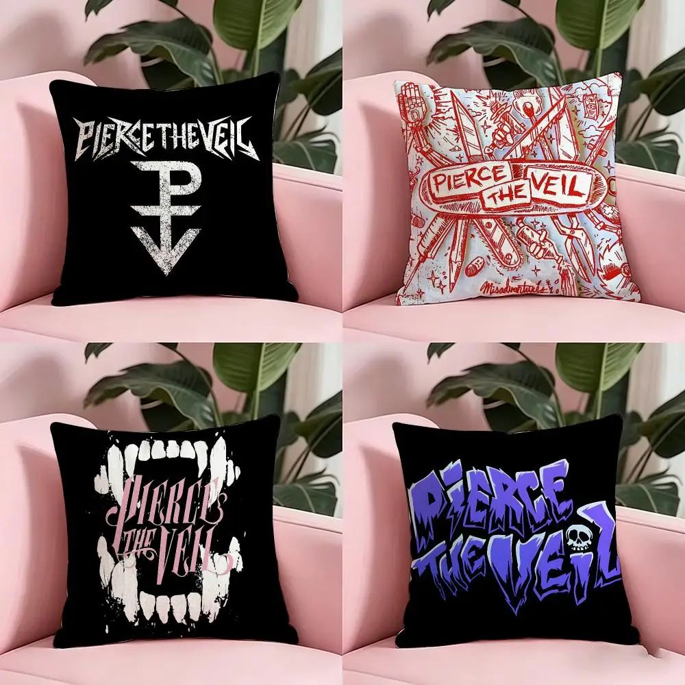 Music p-Pierce The Veil Cushion Cover Anti-dustmite Pillowcase Invisible zipper silky short plush Sofa cushion cover