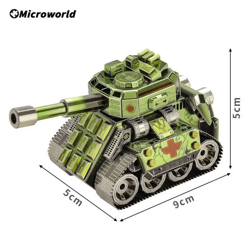 Microworld 3D โลหะปริศนาเกม Q รุ่นถังชุด DIY ตัดเลเซอร์ประกอบจิ๊กซอว์ของเล่นของขวัญคริสต์มาสสําหรับวัยรุ่น
