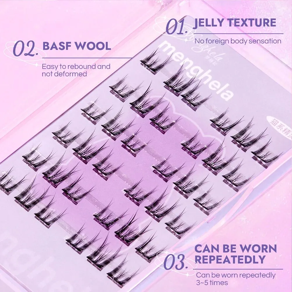 Fairy Glue-free False Eyelashes Easy To Rebound No Need To Remove Segmented Thin Stems Suitable For Novice DIY MENGHELA Eyelashe image 5