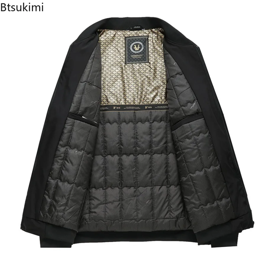 Business Casual Men's Thicken Jackets Fashion Baseball Collar Zipper Middle-Aged Elderly Coats Autumn Winter Warm Padded Jackets