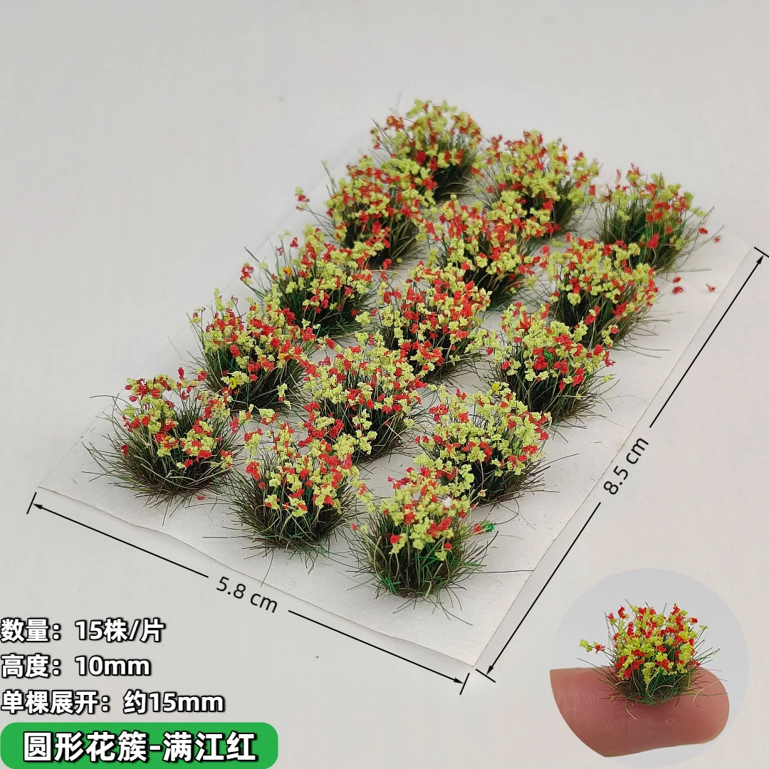 10 mm Blumen-/Grascluster-Modellbausatz für Miniaturgebäude, Sandtisch, DIY handgefertigte Blumen- und Pflanzenmaterialien, Diorama, 15 Stück/Karton