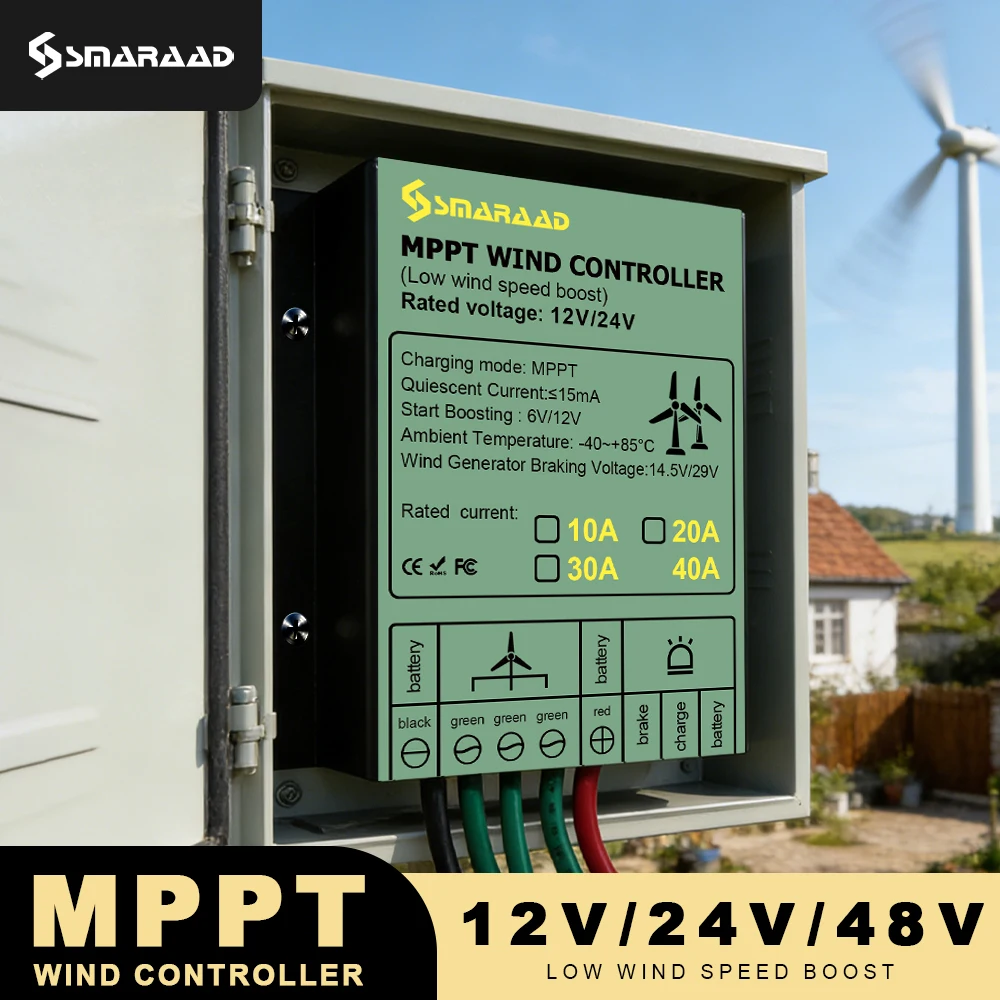2000W 10A 20A 30A 40A 12V 24V Auto 48V MPPT Wind Charge Controller For Wind Turbine Generator Water Proof IP68 For Home Use
