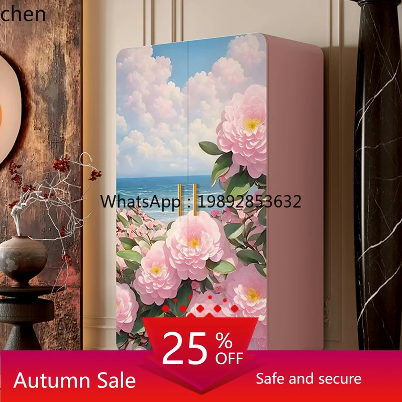 

romantic pink solid wood wardrobe beautiful camellia bedroom storage decorative locker