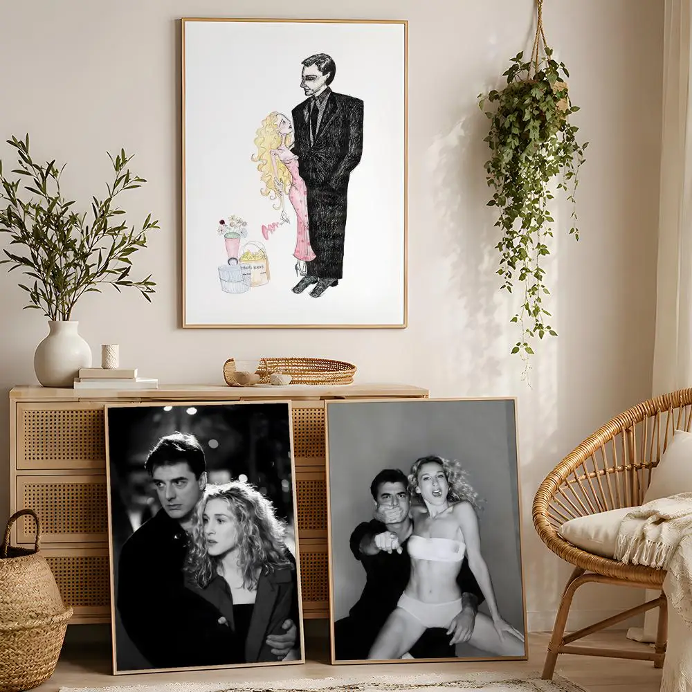 Carrie and Mr Big Poster Waterproof Peel and Stick HD Modern Wall Decor for Bedroom Living Room Dorm Office Kitchen