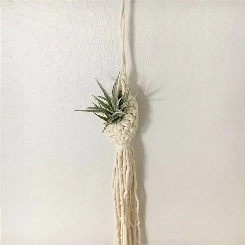 ABMI-3X Boho Macrame Air Plant Hanger Tillandsia Hanging Basket Rope Holder Flower Home Decor (13CM),