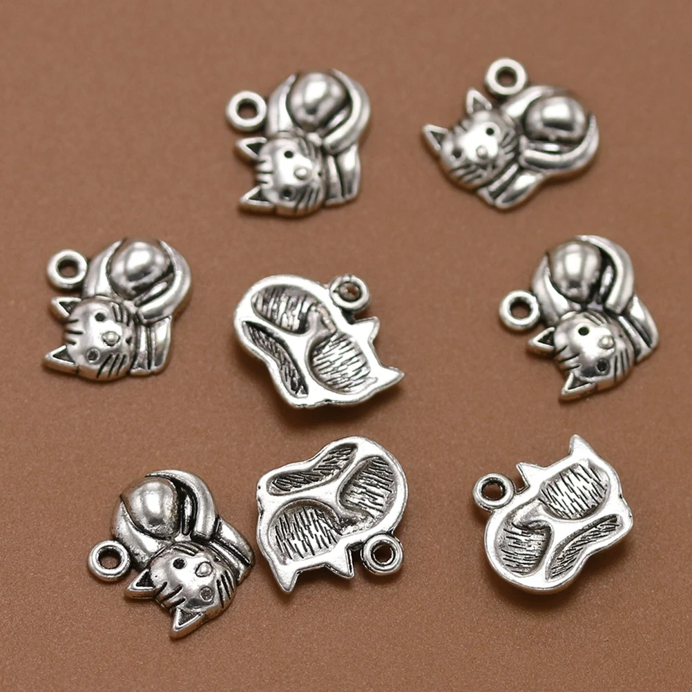 

20Pcs Cat Alloy Pendants Charms DIY Jewelry Making Silver Simple Stylish Unique Shape Necklace Bracelet Accessories