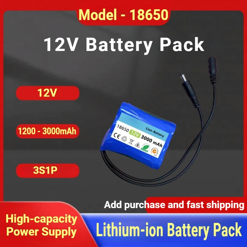

The 18650 Model Is Equipped with A New 12V 1200 - 3000mAh 3S1P Lithium-ion Battery Pack with A High-capacity Power Supply