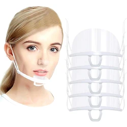 5 Pcs Clear Plastic Catering Mask Hotel Beauty Chef Waiter Protective Mask Reusable Visible Splash Proof Mask Mouth Cover