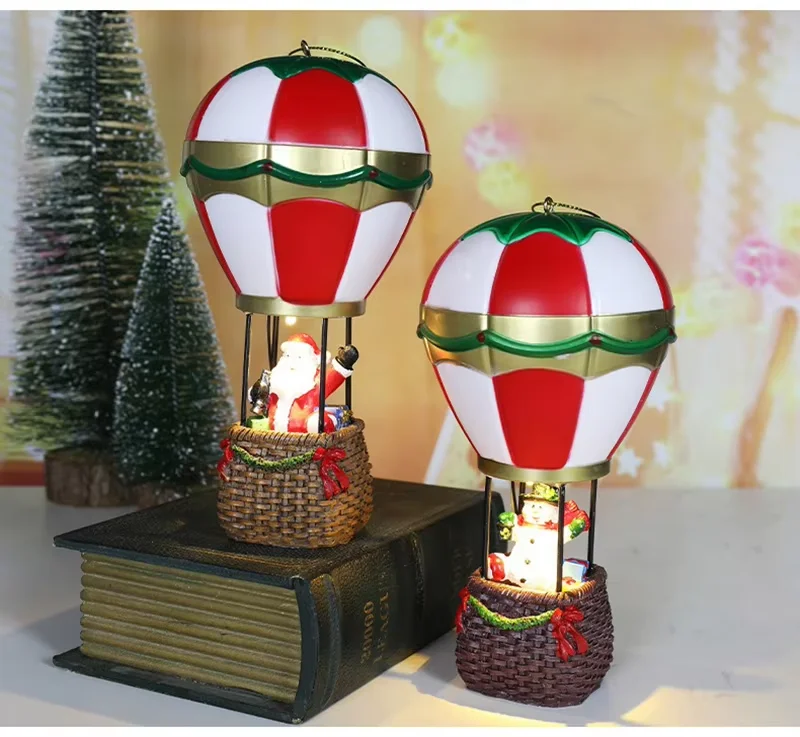 Balloon Night Light, Xmas Decorative Lights, Resin Snowman Christmas Ornament for Home Bedroom Table Shelf Party Decor Gift