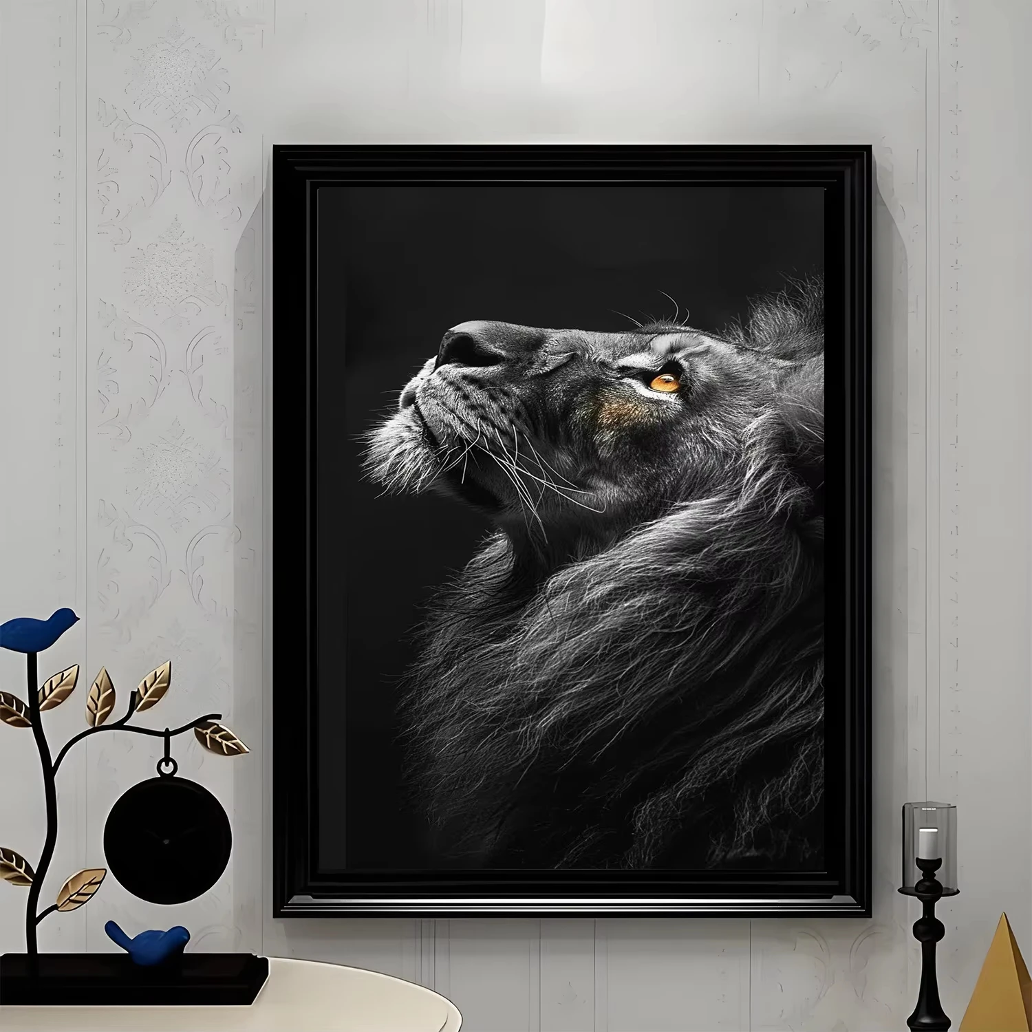 Oil Painting By Number DIY Majestic Wild Lion Side Profile Animal Wall Decor for Game Room or Living Room Gift Frameless