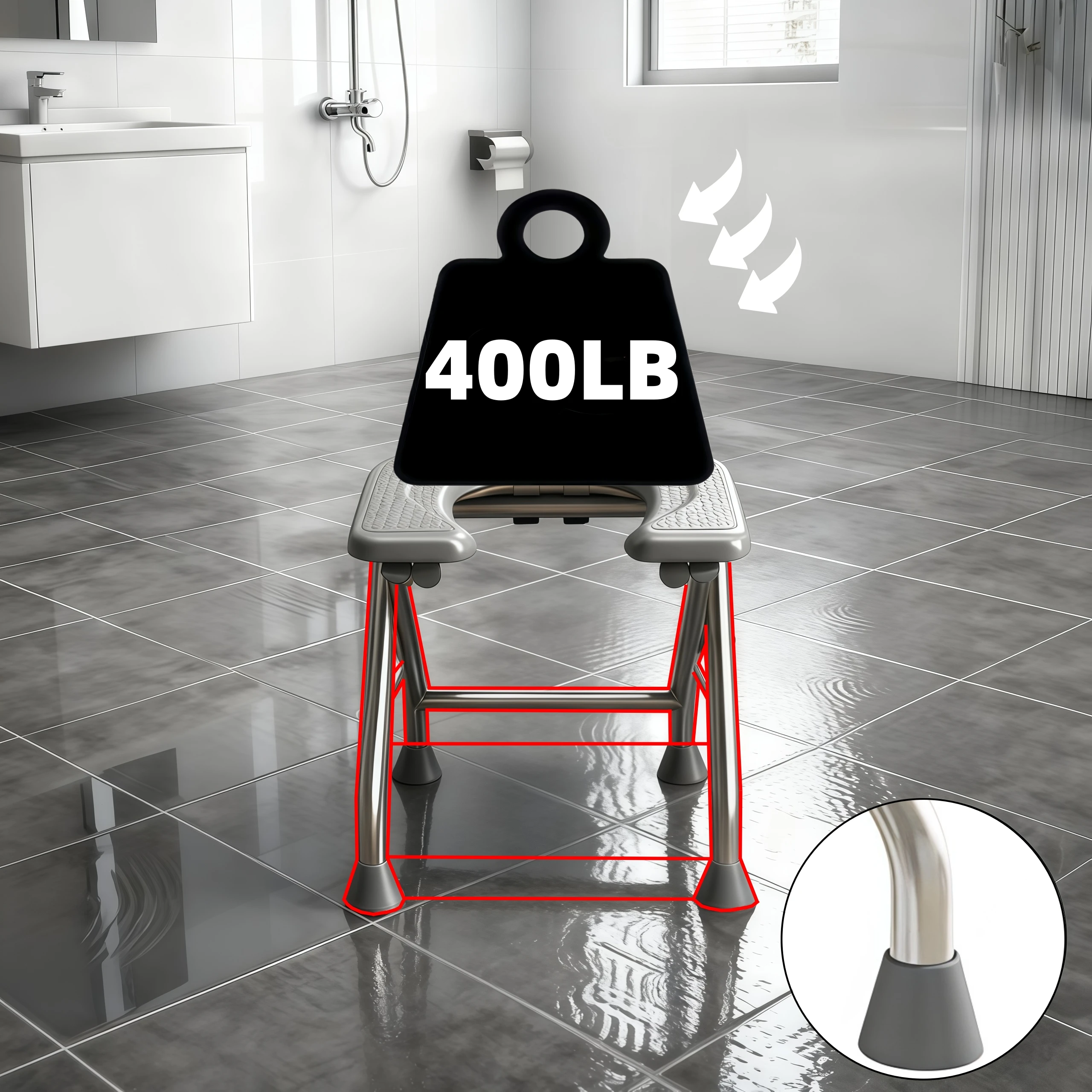 La silla del inodoro se puede utilizar al aire libre e al interior, inodoro temporal multiusos, silla de ducha, a prueba de herrumbre y multifuncional