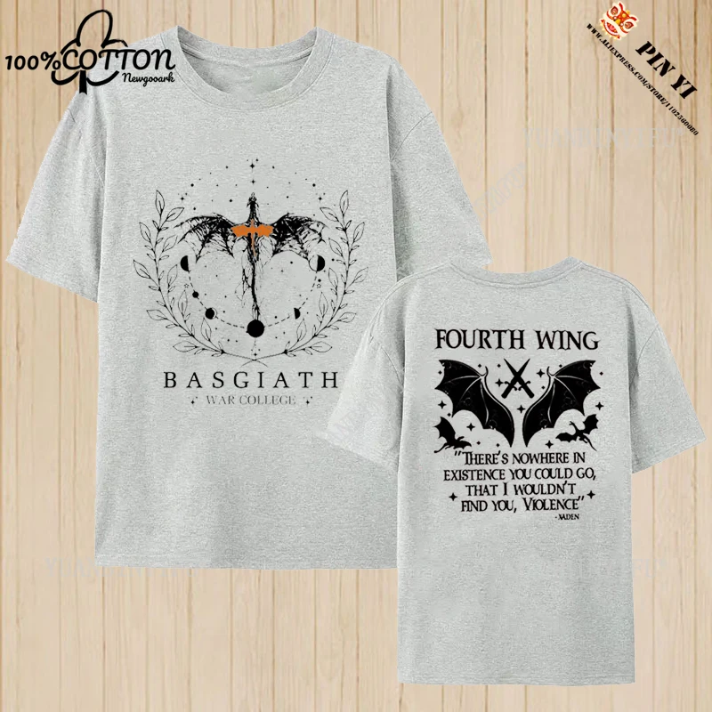 

Leisure Fourth Wing Basgiath War College Printed 100%Cotton Women's T shirt O-neck Short-sleev Loose Comfortable