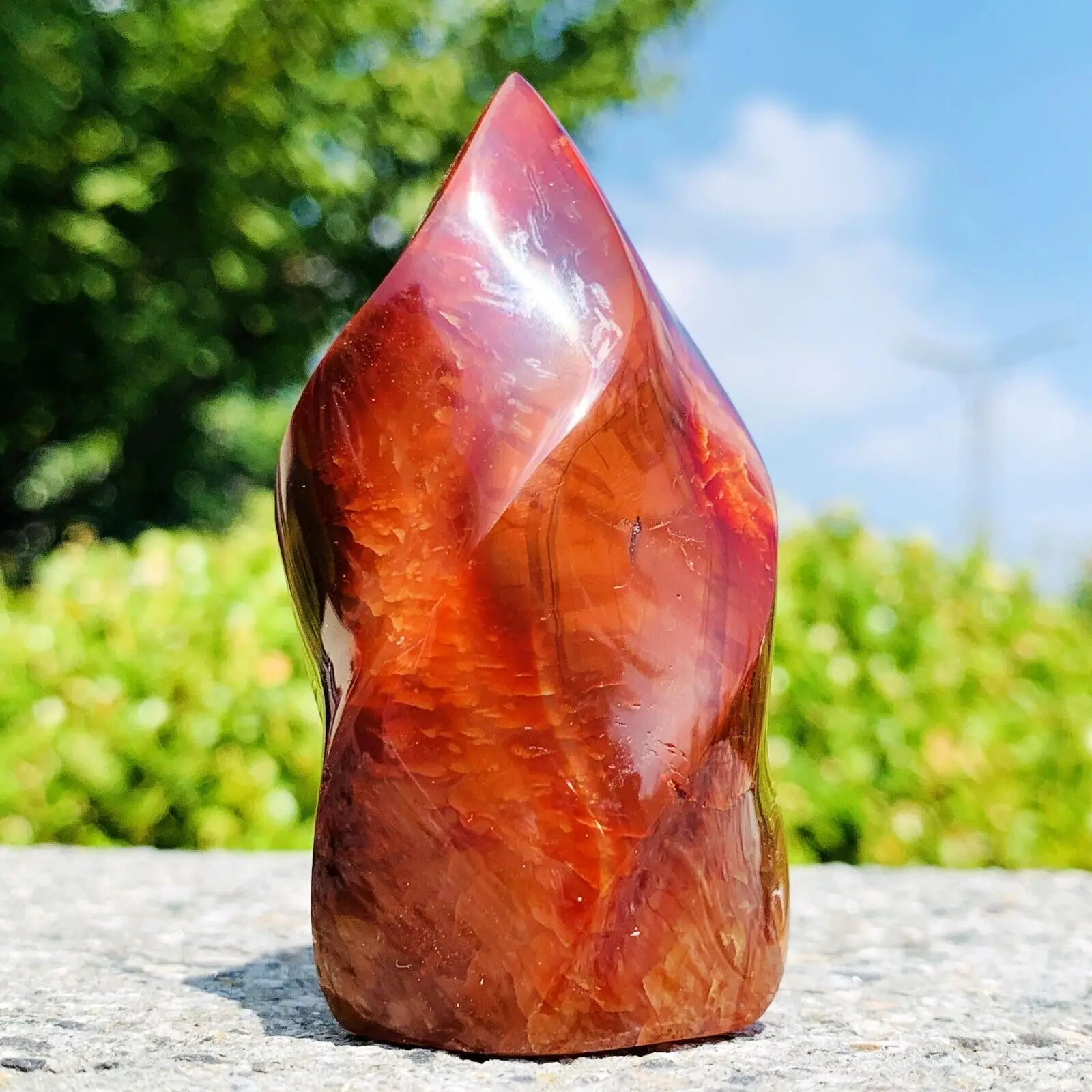 Natural Red Agate Flame Spiral Quartz Crystal Mineral Specimen Reiki HealingHome Office Decoration Gift