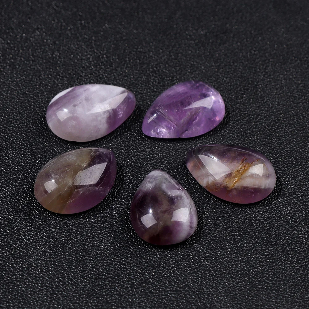 10x14MM Muticolor WaterDrop Stone Cameo Cabochon Natural Rose Quartz Amethysts Chalcedony Cabochon Stones For Necklace Handmade