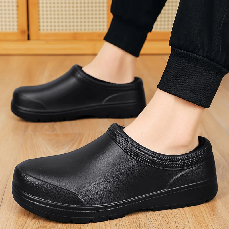 Fashion EVA Cotton Slippers Men Winter Warm Home Cotton Shoes outdoors Waterproof Garden Shoes Indoor on Concise Shoes for Men