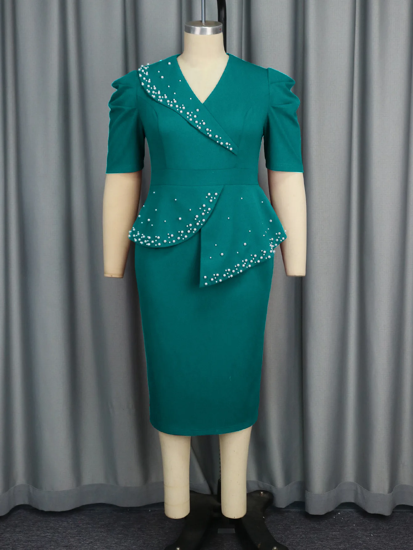 L-4XL Дашики Африканские вечерние платья для женщин Осеннее африканское платье миди больших размеров с коротким рукавом и v-образным вырезом Африканская одежда