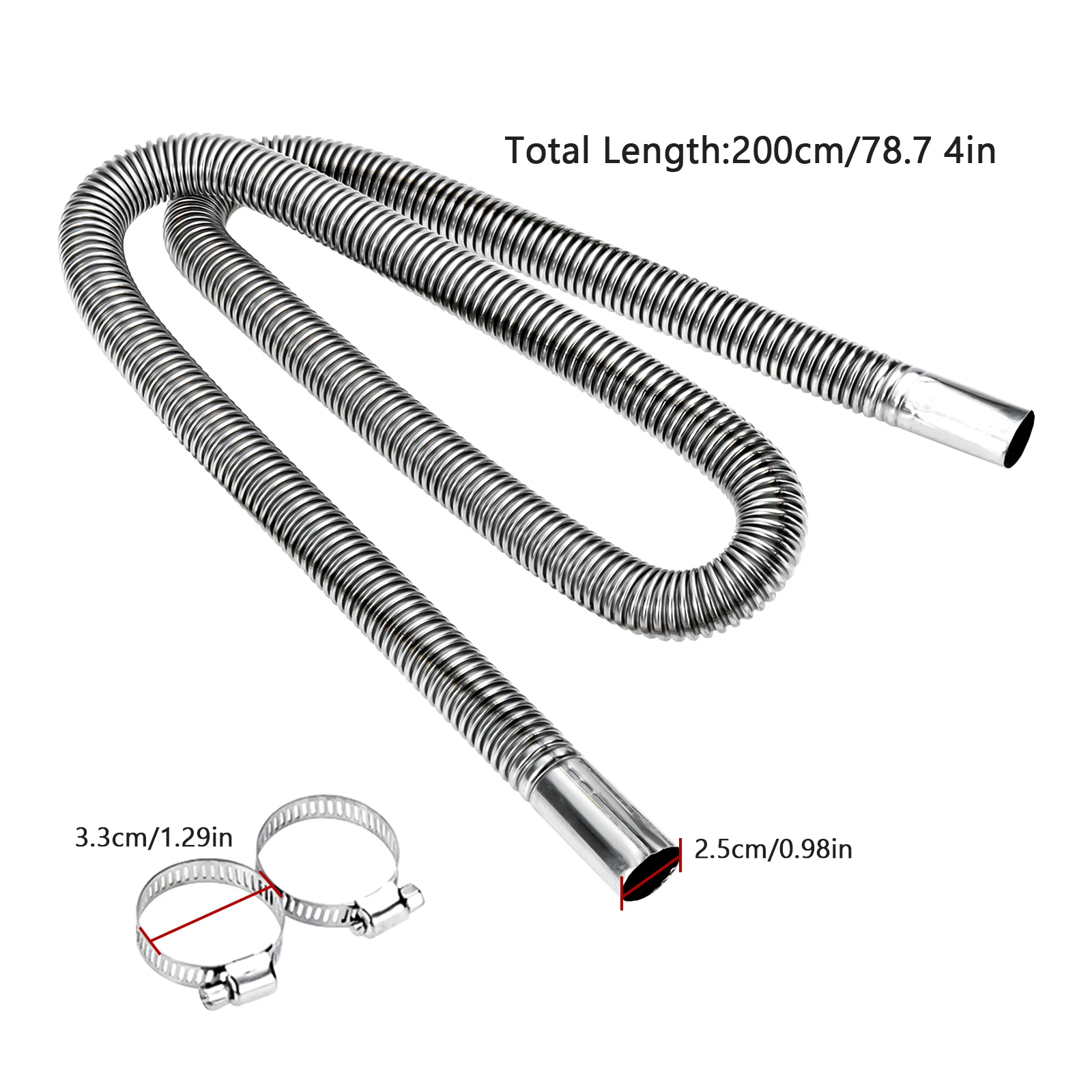 الفولاذ المقاوم للصدأ سيارة مُسخّن هواء العادم الأنابيب مع 2 المشابك خزان الوقود أنبوب خرطوم مساعد لنظام التدفئة الديزل