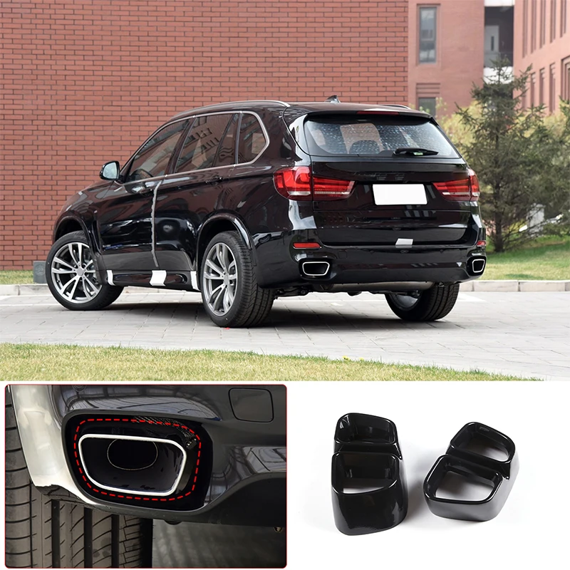 For 2014-2018 BMW X5 X6 F15 F16 black aluminum alloy car muffler exhaust pipe tail cover decorative sticker For M Sports Version